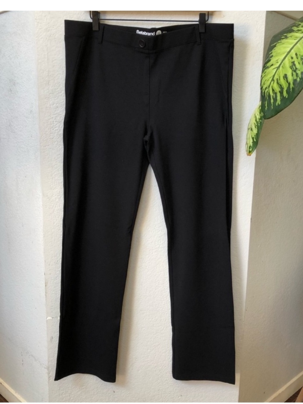 Betabrand Black Pull On Dress Pants size 2XL Straight Leg